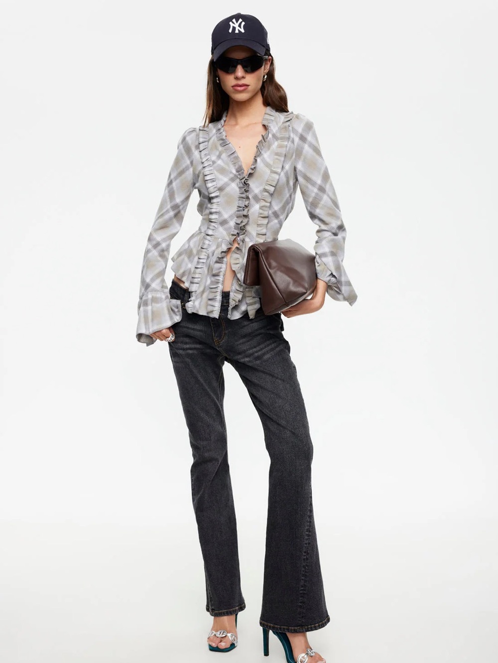 LIONESS | ODETTE LONG SLEEVE | ASH PLAID | 1R